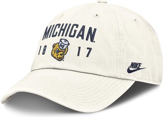 Nike Michigan Natural Club Nike Mens College Adjustable Hat in White | NC0111KMWV-3WA