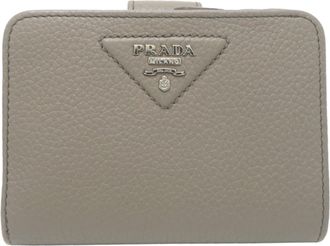Prada Gray Leather Wallet (Bi-Fold) (Pre-Owned)