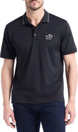 Robert Graham Monkey Business Embroidered Cotton Piqu&eacute; Polo in Black at Nordstrom, Size Xxx-Large