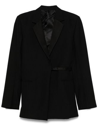 Toteme satin-lapels wrap blazer - women - Other fibres - 34 - Black