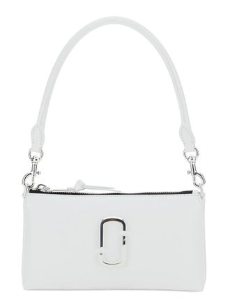 Marc Jacobs The Pochette White Shoulder Bag With Removable Top Handle And Front Plaque In Leather Woman