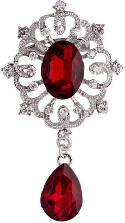 Bluelans Luxury Brooch Stunning Rhinstones Crystals Floral Pin Brooch (Red)