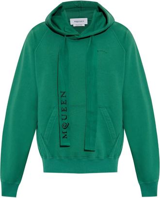 Alexander McQueen Felpa in cotone con cappuccio - Verde