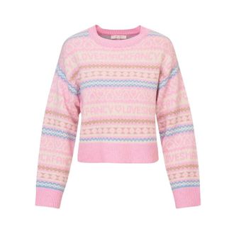 LoveShackFancy Round-neck Knitwear, female, Pink, Size: XS Emberly Wool Fair Isle Pullover