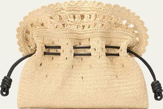 Loewe x Paulas Ibiza Flamenco Medium Ruffled Clutch Bag in Raffia