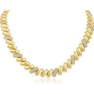 Kenneth Jay Lane Alternating Pave Link Collar Necklace in Gold Plated at Nordstrom