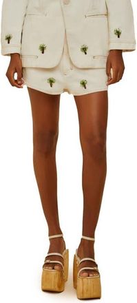Farm Rio Embroidered Coconut Tree Shorts in Off-White at Nordstrom, Size 25