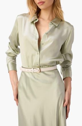 Cami NYC Crosby Silk Charmeuse Button-Up Shirt in Sea Glass at Nordstrom, Size Xx-Small