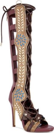 Azalea Wang Shai Knee High Sandal in Plum Multi at Nordstrom, Size 6.5