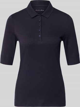 Christian Berg Slim Fit Poloshirt mit Knopfleiste und 1/2-Arm in Dunkelblau, Gr&ouml;&szlig;e 40
