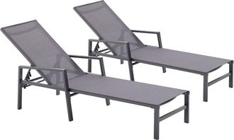 Concept Usine Juego de 2 tumbonas gris oscuro