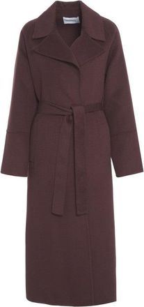 Kaos Belted Brown Wool Blend Coat With Wide Lapels
