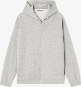 Ganni Grey Teddy Zip Hoodie - Size XXS/XS Organic Cotton