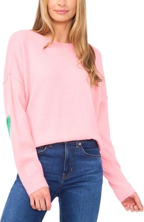 CeCe by Cynthia Steffe Cece Heart Elbow Patch Crew Pullover