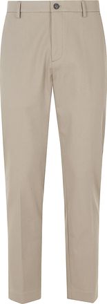 Department Five Cognac Flat-Stomach Pants With Technical Drill Fabric And Button Closure