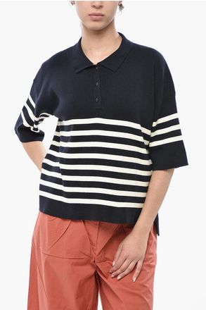 Woolrich Cotton 3-Button Polo in Awning Stripes size M