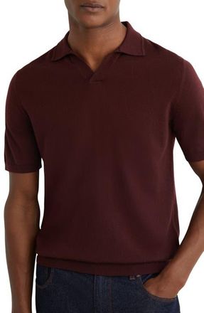 Reiss Duchie Short Sleeve Wool Polo Sweater in Port Red at Nordstrom, Size Xx-Large