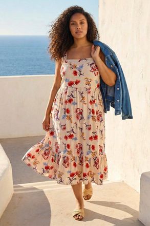 Roman Ditsy Floral Strap Midi Dress