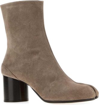 Maison Margiela Suede Block-Heel Boot - Beige