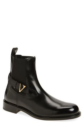 Versace VLOGO Chelsea Boot in Black-Versace Gold at Nordstrom, Size 11Us