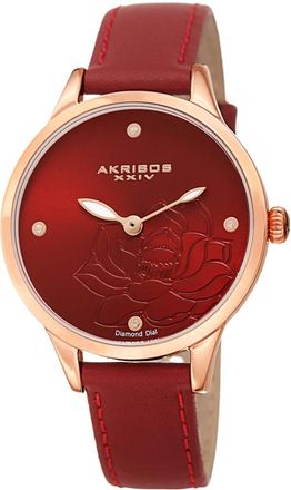 Akribos XXIV Quartz Diamond Red Dial Ladies Watch AK1047RD