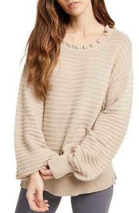 Wishlist Balloon Sleeve Rib Knit Sweater in Mocha at Nordstrom Rack, Size Small/medium