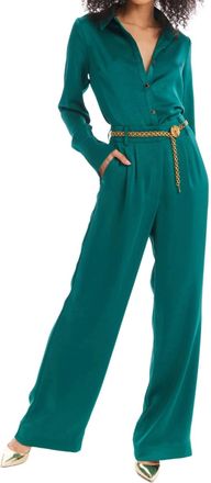 Allison New York Joan Satin Pants In Emerald