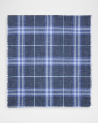 Burberry Wide Check Wool & Silk Scarf