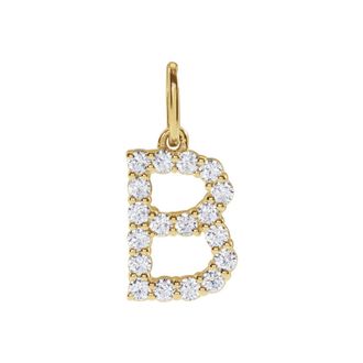 Diamond2Deal 14k Gold 1/4ct Lab-Grown Diamond Initial B Pendant