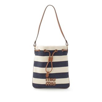 Miu Miu Pre-owned Miu Miu Striped Canvas Logo Drawstring Handbag Ladies 9SO2XUSVKJ8TODUF