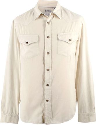 Brunello Cucinelli Cream Button-down Cotton Shirt Size M