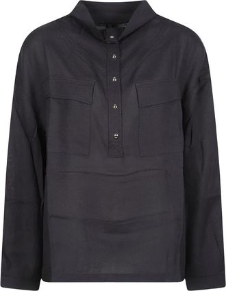 Pinko Corolle Blouse met Lange Mouwen - Dames - Blouses - Blauw - L - Leer - Overhemden