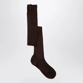 Miu Miu Cocoa-coloured silk-blend socks