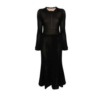 Twinset Katoenen Gebreide Jurk - Dames - Kleedjes - Zwart - M - Katoen - Kleedjes