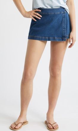 BP. Low Rise Wrap Denim Skirt in Dark Wash at Nordstrom, Size 24