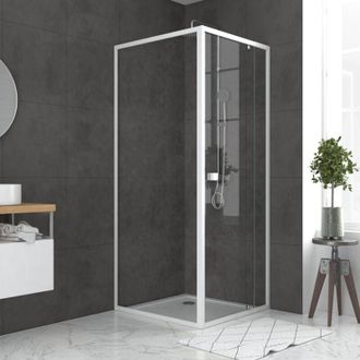 Aurlane Puerta De Ducha Abatible Extensible 78 A 90 + Fija 90 + Plato 90x90 - Whity