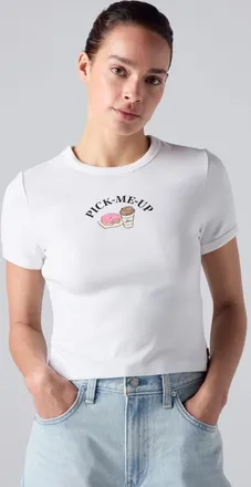 Levi's T-shirt corta con stampa Hayes - Donna - L - Bianco / Pick Me Up Multi Bright White