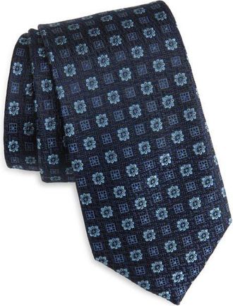 Nordstrom Montagna Neat Floral Medallion Silk Jacquard Tie in Navy at Nordstrom