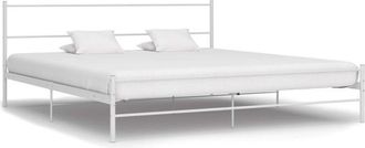 vidaXL Bed Frame without Mattress with Headboard White 160x200 cm Metal vidaXL