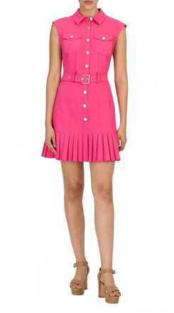 Cinq &agrave; Sept Doreen Belted Shirtdress In Beetroot Purple