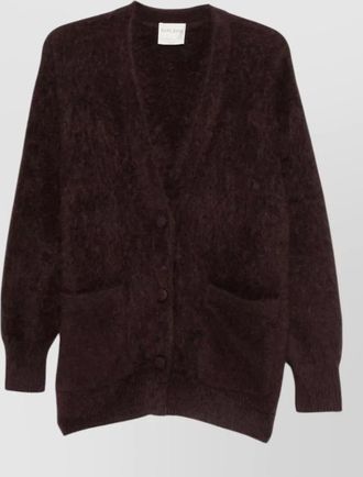 Forte_Forte cashmere v-neck long-sleeve ribbed cardigan