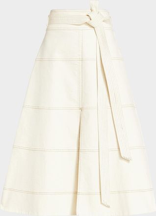 Tanya Taylor Hudson Belted Midi Skirt
