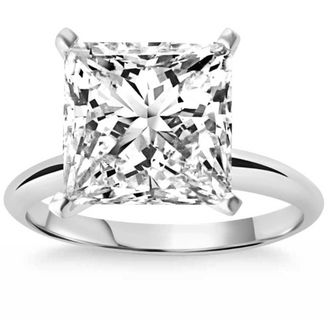 Pompeii3 3Ct Certified Princess Cut Solitaire Diamond Engagement Ring 14k Gold Lab Grown