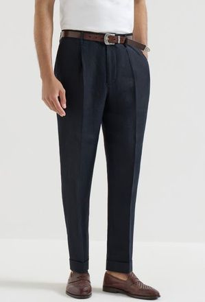 Brunello Cucinelli Gabardine garment dyed trousers in Navy Blue at Nordstrom, Size 52 It