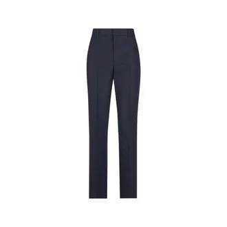 Gucci Pant GG Cotton Gabardine - female - Gucci - Slim-fit Trousers - Blue - M - Trousers