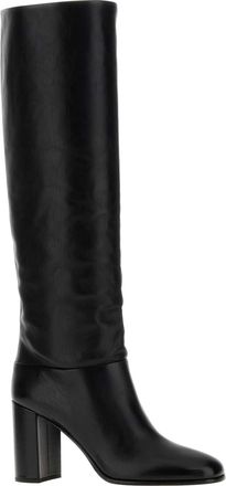 Prada Polished Leather Knee-High Boot - Black
