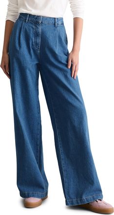 Marc O'Polo Denim Weite Jeans MARC OPOLO DENIM Model Tomma, Damen, Gr. 27, L&auml;nge 32, medium blau, Denim/Jeans, Obermaterial: 100% Baumwolle, relaxed fit lang, Jeans Wei