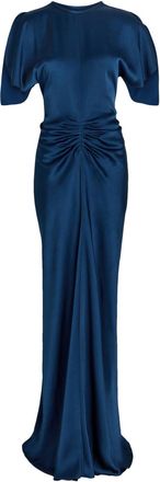 Victoria Beckham Isabella Gathered Satin-crepe Gown - Dark Blue - 10 (UK10 / S)