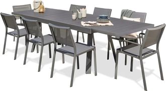 DCB Garden Conjunto de comedor de jardín 8 plazas de aluminio