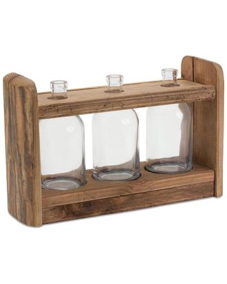Melrose International Bottle Vases In Wood Stand